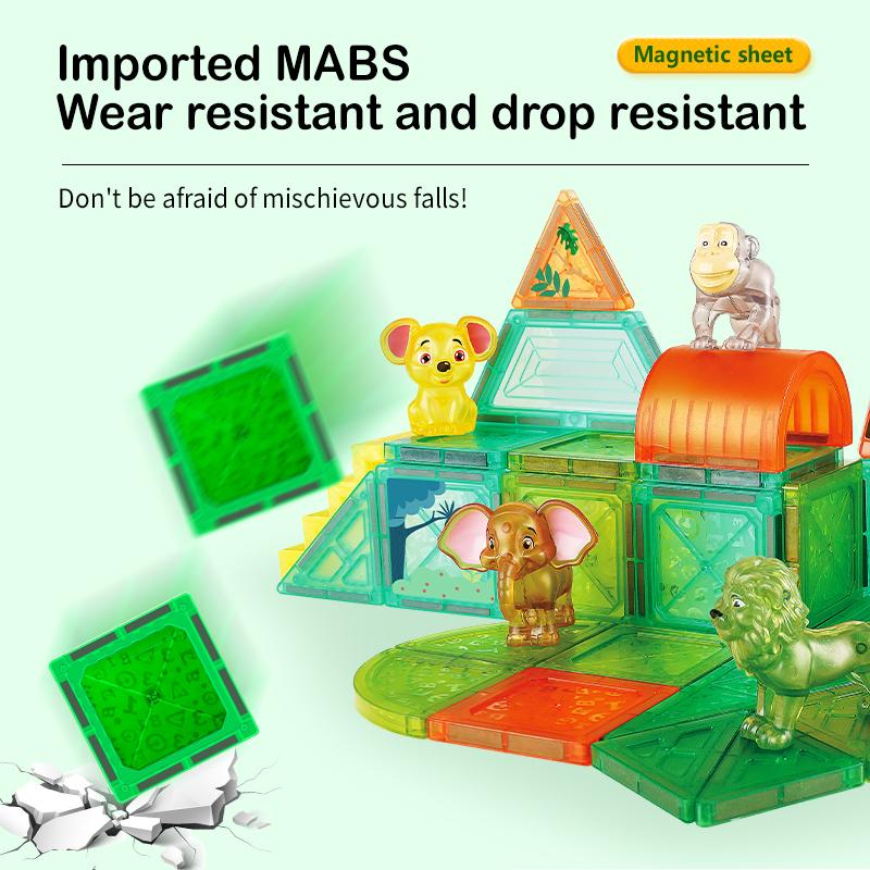Children's Toy Forest Dinosaur Animal Magnetic Blocks Starter Set Classroom Essentials, Children's Magnetic Building Blocks Magn