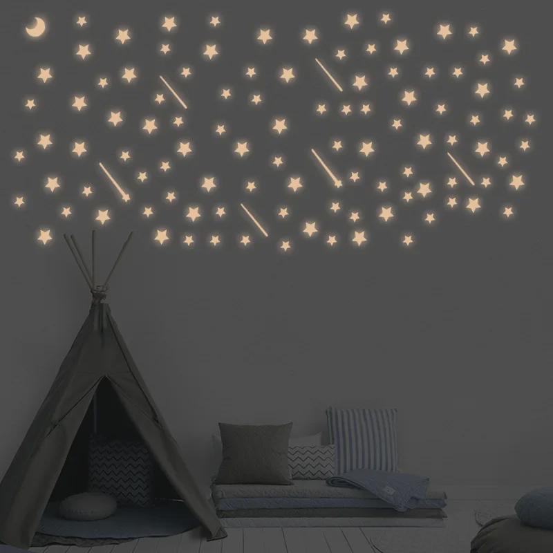 Fluorescent Star Wall Stickers – Self-Adhesive, Luminous Decor for Living Room and Bedroom