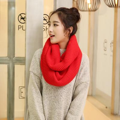 Autumn and Winter New Warm and Thickened Knitted Solid Color Neck Scarf for Men. Two Turn Woolen Neck Scarf for Women.