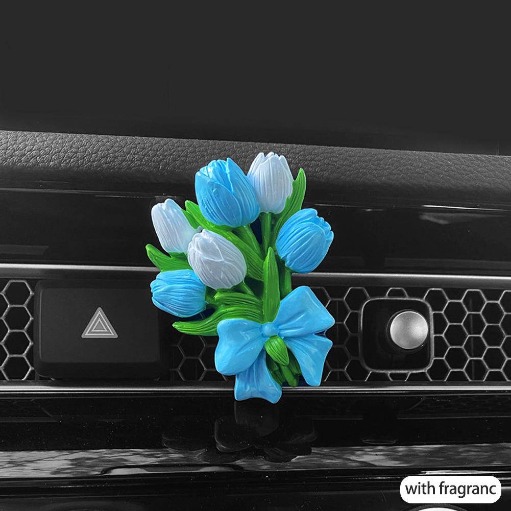 INS Tulip Car Fragrance Diffuser Stone Elegant Flower Butterfly Car Air outlet Decoration Pendant Fragrance Interior Accessories