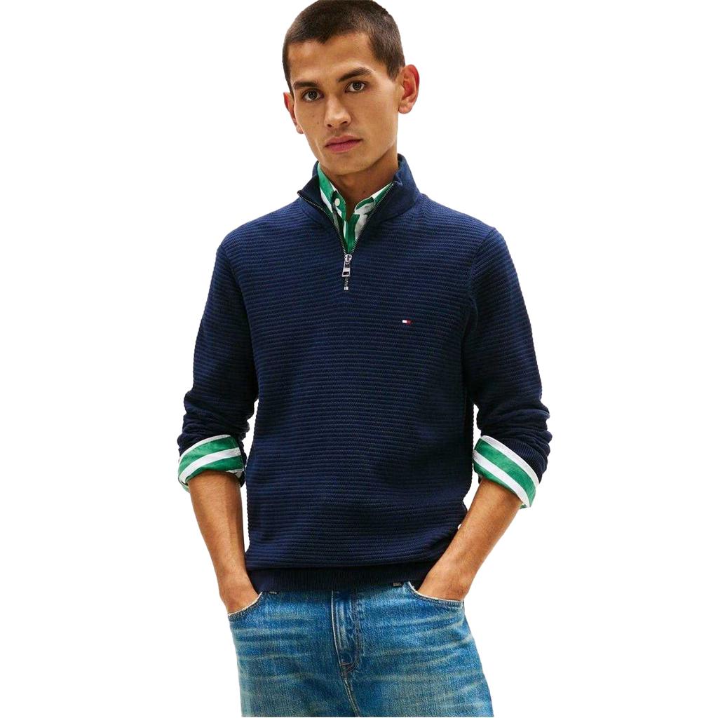 Tommy Hilfiger Mens Zip Neck Regular Jumper