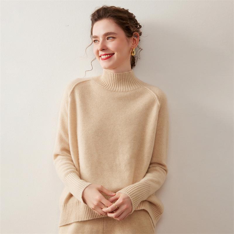 2025 Autumn/Winter Women's Cashmere High Neck Base Layer Sweater - Loose, Comfortable & Stylish Design