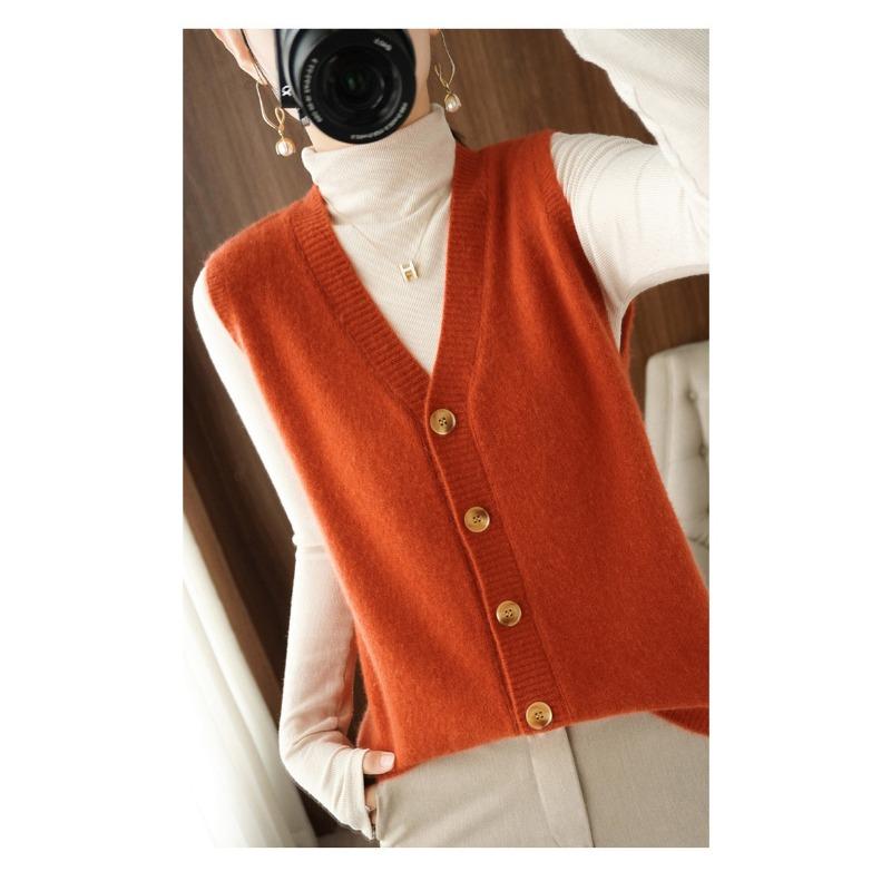 Women S V Neck Sleeveless Knit Vest Loose Solid Color
