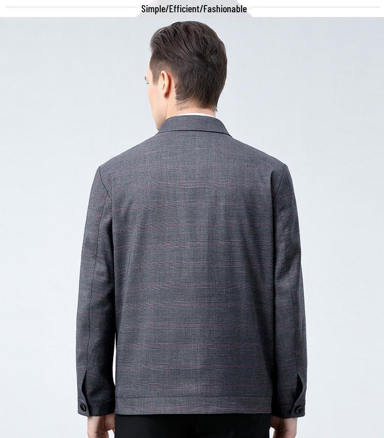 2024 Spring & Fall Men's Wool Lapel Jacket - Casual Business Coat for Middle-aged & Elderly