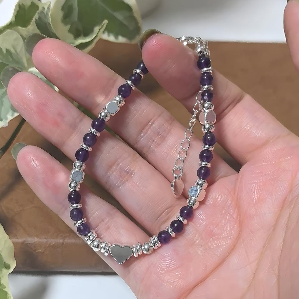 Love-themed Polyhedral Bead Bracelet Handmade Original Design Mood-enhancing Daily Wear & Self-gift Hand Jewelry