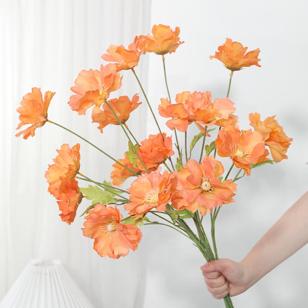 Künstliche 4 Köpfe Orchidee Seidenrose Blumen Großpackung Köpfe für DIY Heim Zimmerdeko Hochzeitsdekoration Geburtstagsfeier Kranz Falsch