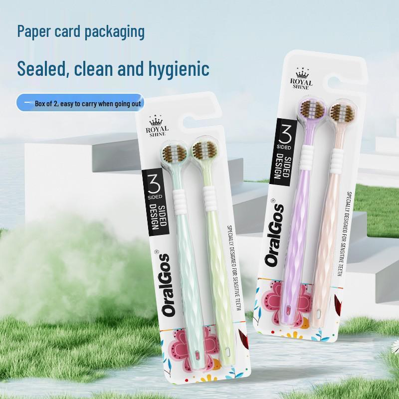 

Двойная упаковка трехсторонних мягких зубных щеток для взрослых со спиральными щетинками