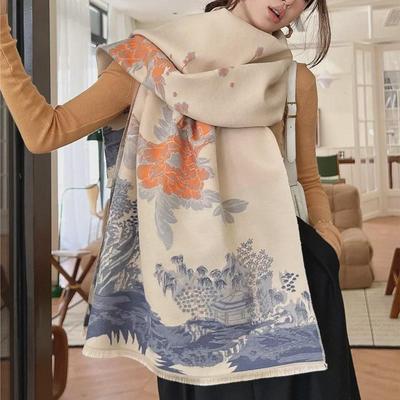 2023 Winter Women's Imitation Cashmere Scarf - Artistic Luxury Jacquard Velvet Warm Shawl