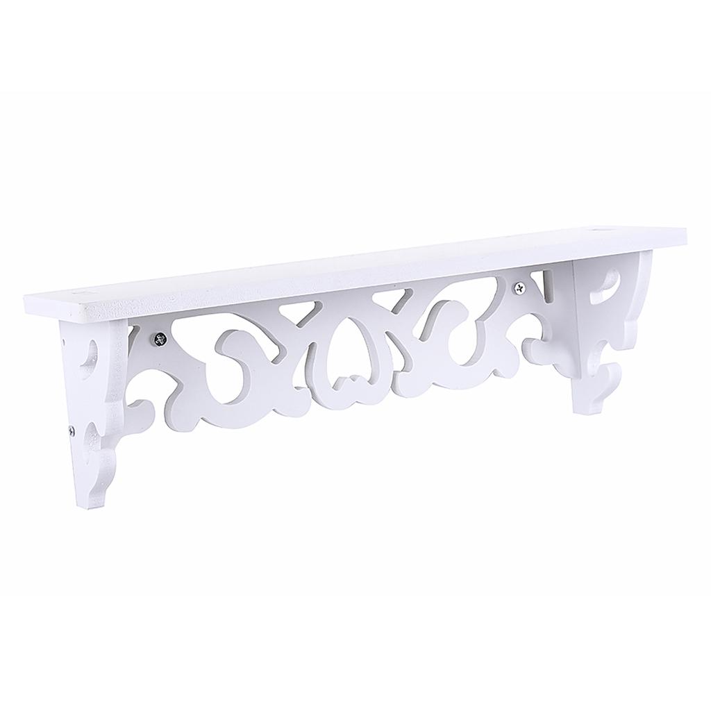 White Carved Pierced Wall Mounted Shelf, Convenient Solution for Small Spaces, Beautiful and Decor for Living Room, Bedroom, Study, Kid Room,