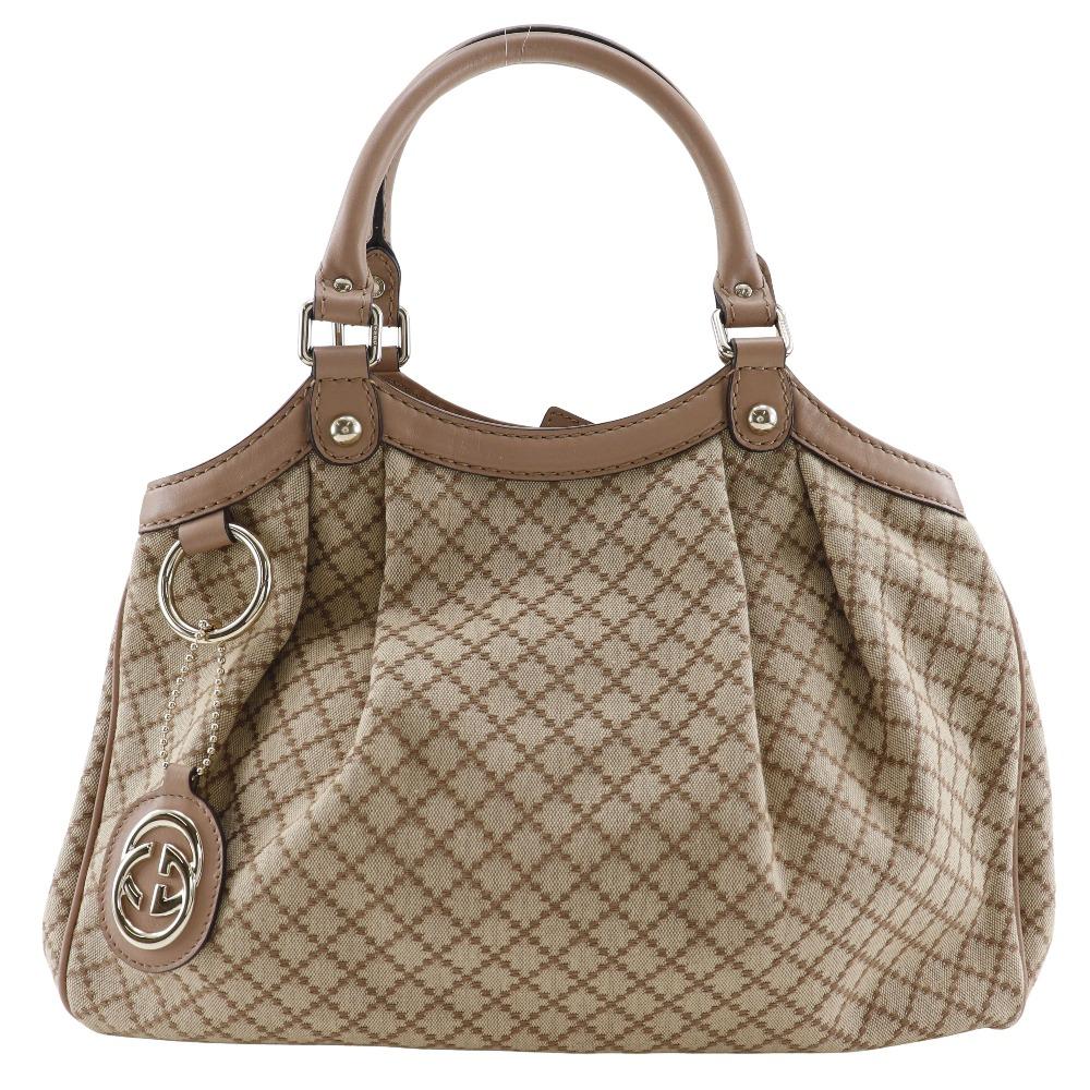 

GUCCI Sukey bag Handbag 211944 Diamante Beige / pink canvas Women Used