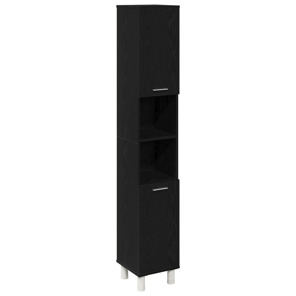 Bathroom Furniture Set with Shelf 3 Pcs Black 30 X 30 X 179.5 Cm