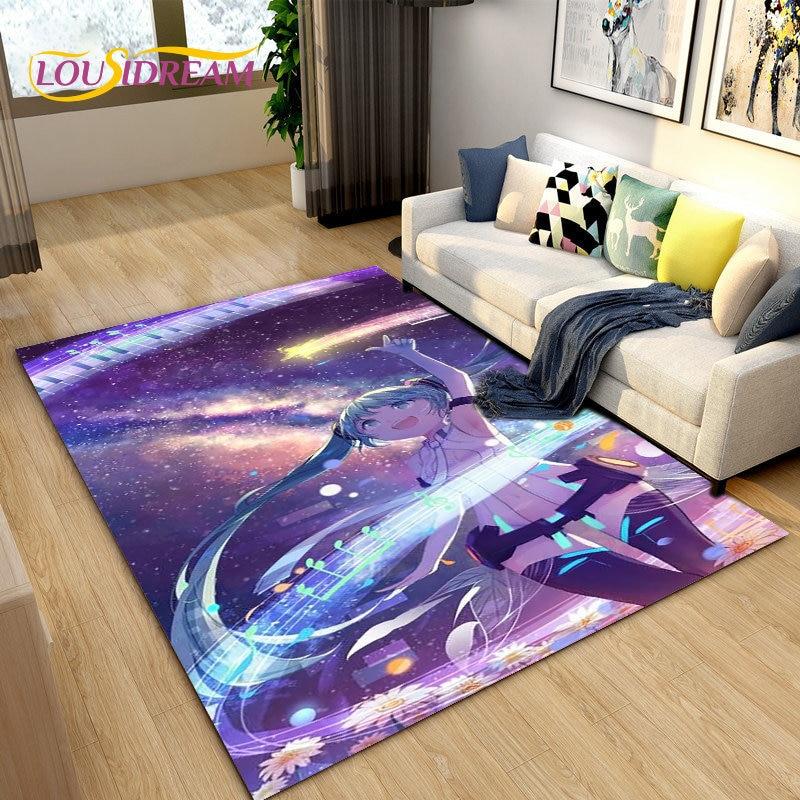 3D-Teppich mit japanischem Musik-Anime-Cartoon, Teppich für Wohnzimmer, Schlafzimmer, Sofa, Fußmatte, Dekoration, Kinder spielen, rutschfeste Bodenmatte