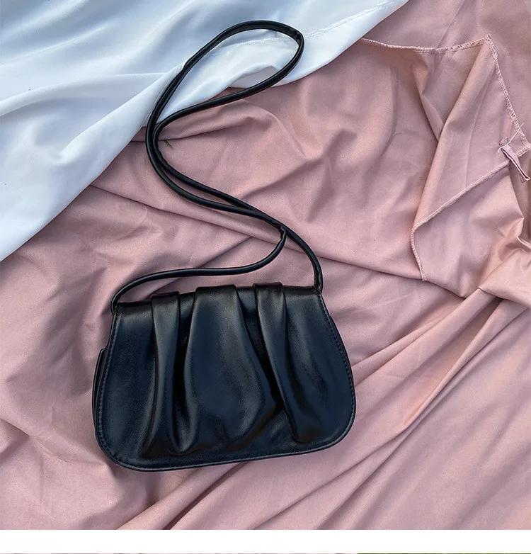 

Folds Women Cloud Bags Small Pu Leather Shoulder Bag For Female Summer Women s Crossbody Bags ladies handbag wallet 23x16x4cm