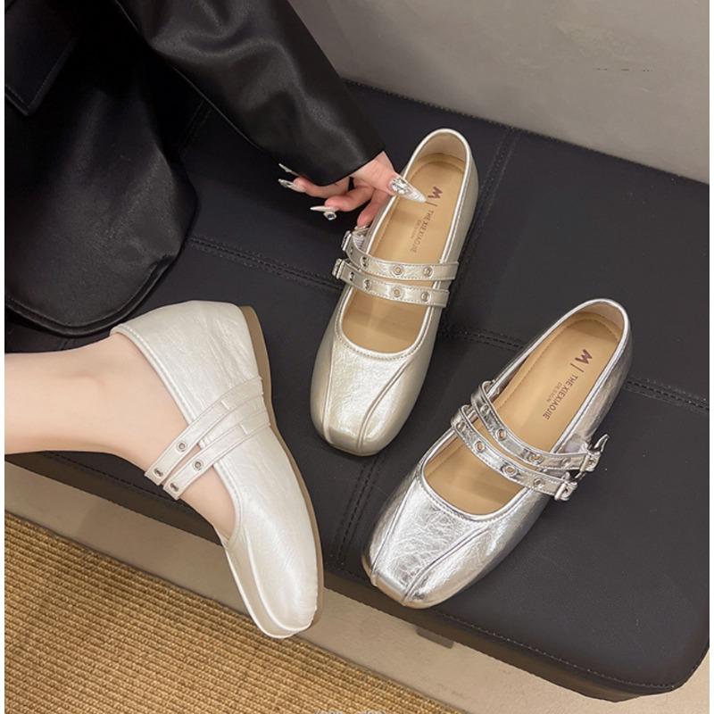 Fashion Designer's Minimalist Internal Increase Mary Jane Shoes Women's Belt Buckle Ballet Shoes 2025 Elegant Woman Flat Dress Shoes