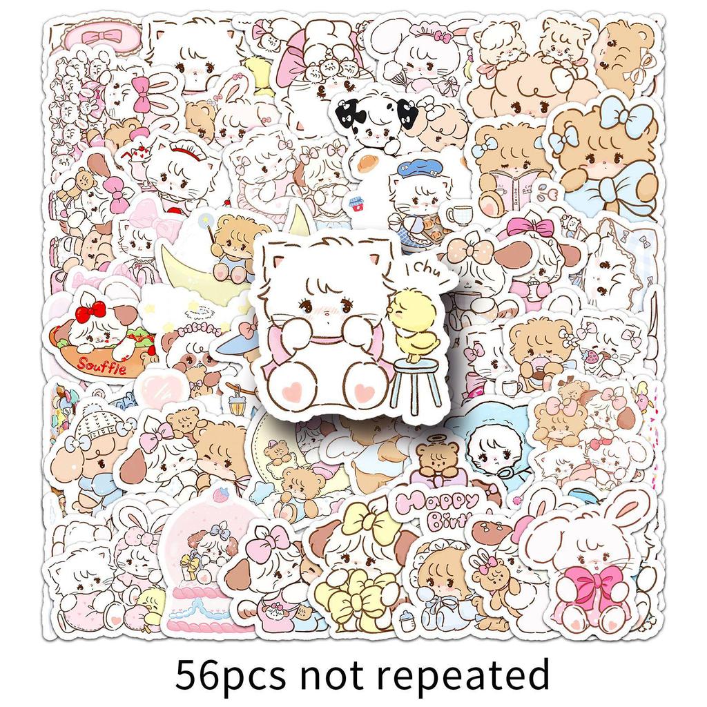 56 Cute Animal Cartoon Mikko Stickers - Waterproof DIY Decoration for Journal & Thermos Cup