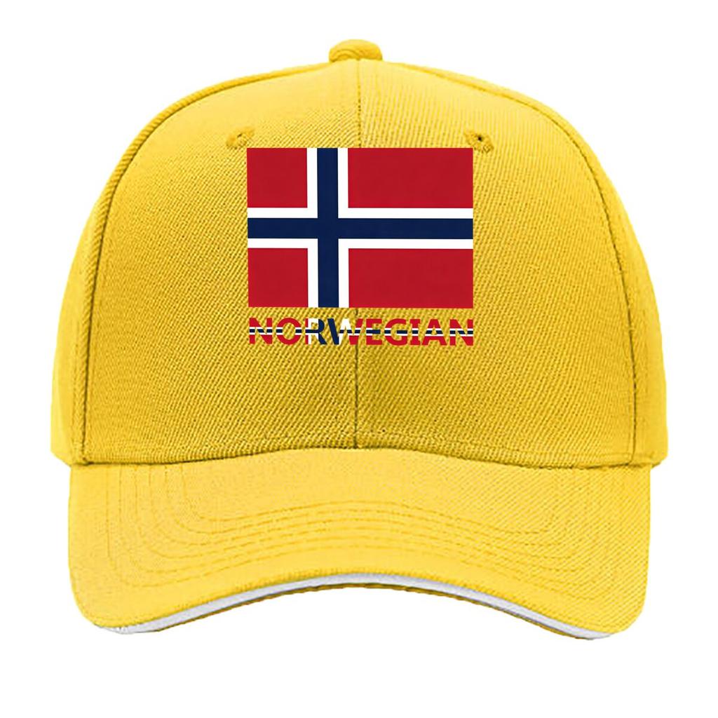 Norway Flag Print Adjustable Snapback Washable HandWashable Patriotic Sports Hat for Outdoor Sandwich Baseball Cap