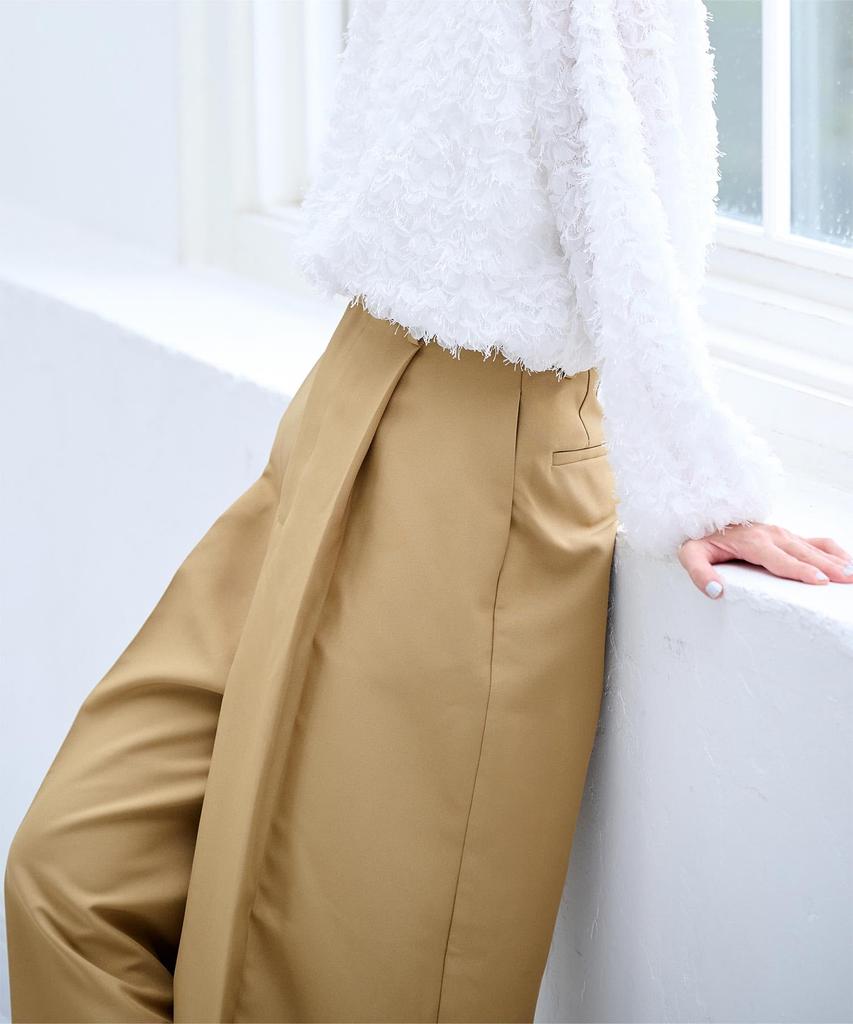 Yours BFXN2062 Oversized Wide Size M Women's One-Tuck Pants, Camel,