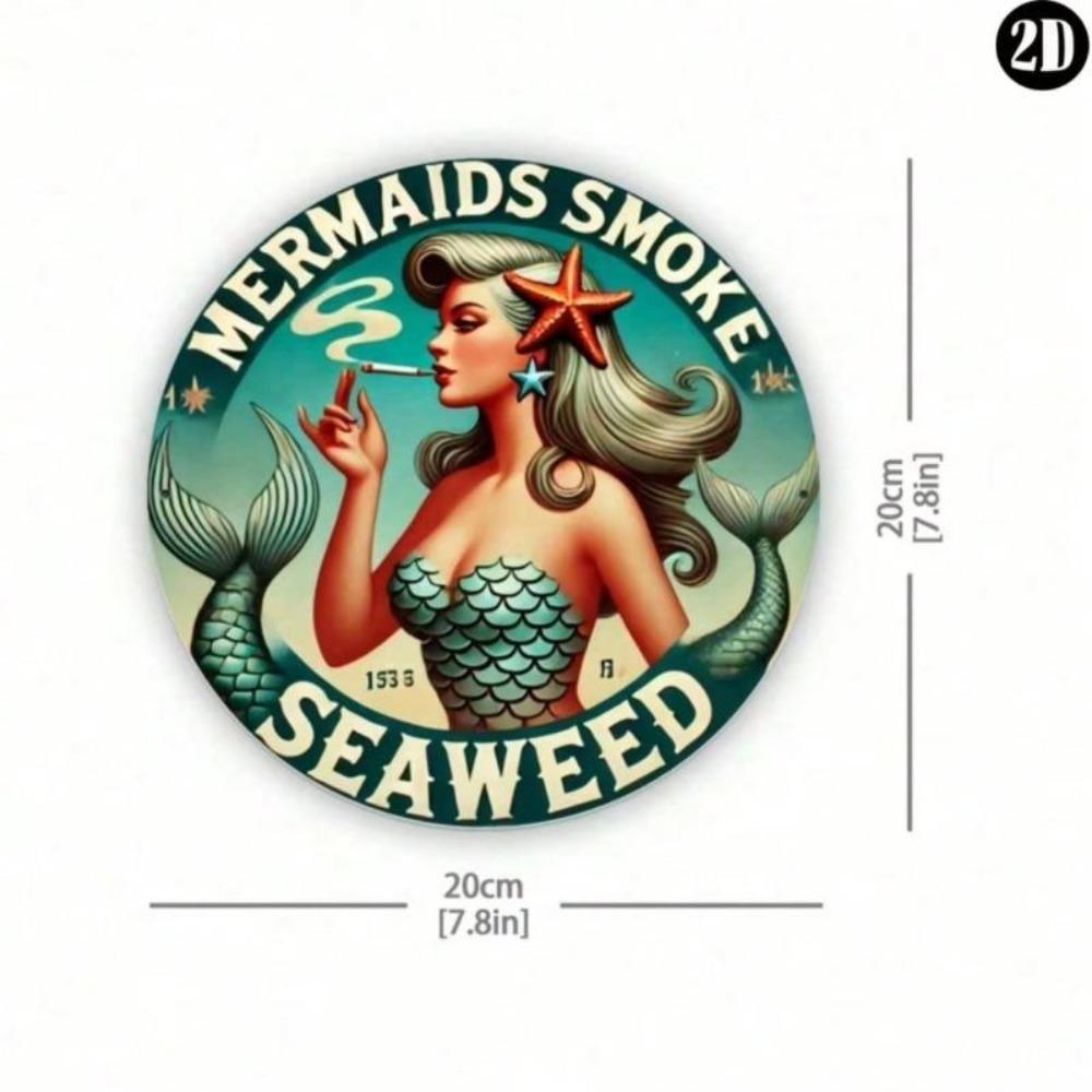 Vintage Seaweed Smoking Metal Tin Sign Wall Art Home Bar Cafe Decor