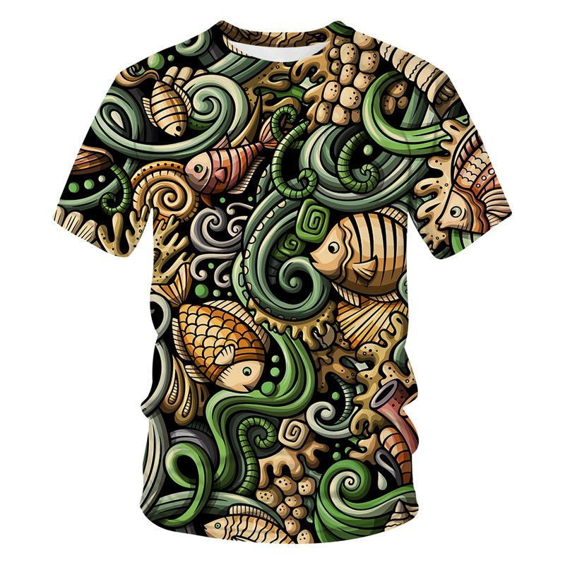 

24/25 Hot Sale Children s Men s Casual T-shirt Marine Benthos 3D Printing Short Sleeve Boys Kids O-Neck Girls Tees 110cm