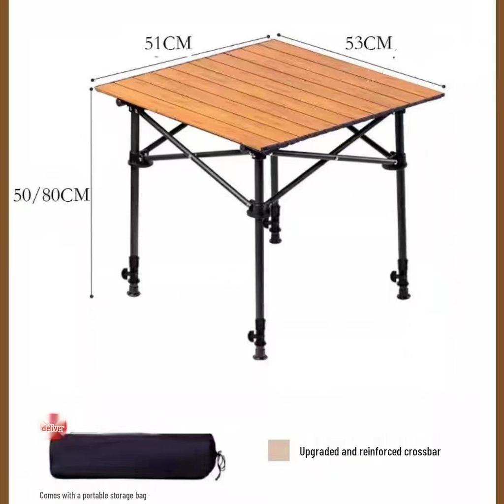 Portable Metal Roll-Up Folding Table for Camping, Picnic, and BBQ