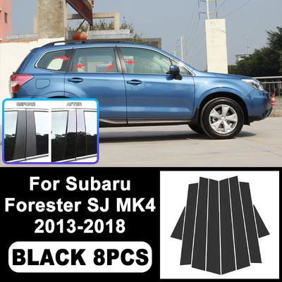 For Subaru Forester SJ MK4 2013-2018 Piano Black B C Pillar Stickers, Easy Tall PC Window Trim Anti-Scratch Exterior Parts