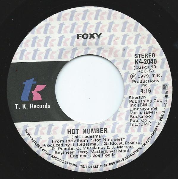 

7inch Record FOXY - Hot Number K42040 T.K. Records 1979 Canada Soul/Funk Used