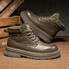 2024 Trend Mens Leather Boots High Quality Casual Mens Ankle Boots Lace-up Business Outdoor Non-Slip Thick Sole Mens Boots