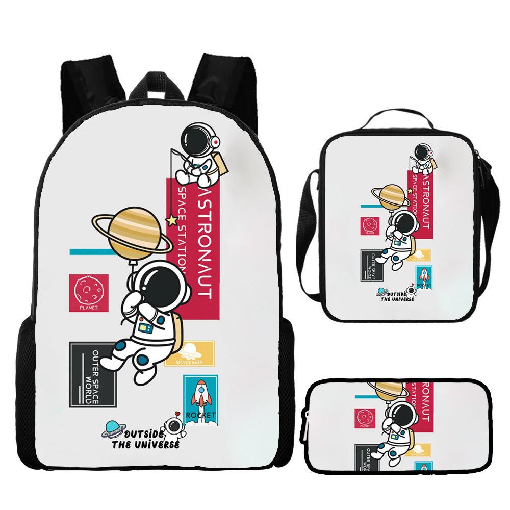 New Astronaut Spaceman Backpack for Kids School Cartoon Bookbag 3-Piece Set with Crossbody Bag Lightweight