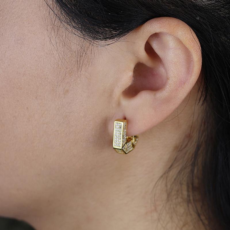 Luxury Geometric Hexagram Shape Hoop Earring Two Size High Quality Gold Plated Fashion Ear Jewelry