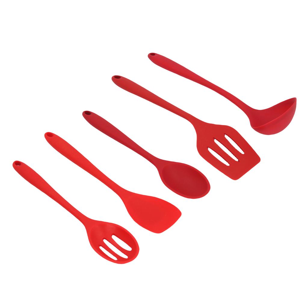 5pcs Set Silicone NOn Stick Heat Resistant Spatula Spoon Soup Ladle Baking Cooking Utensils