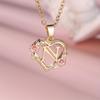 1 Pc Golden Color 26 English Letter Heart Necklace Rose Flower Pendant Wedding Band Jewelry Valentine's Day Gift