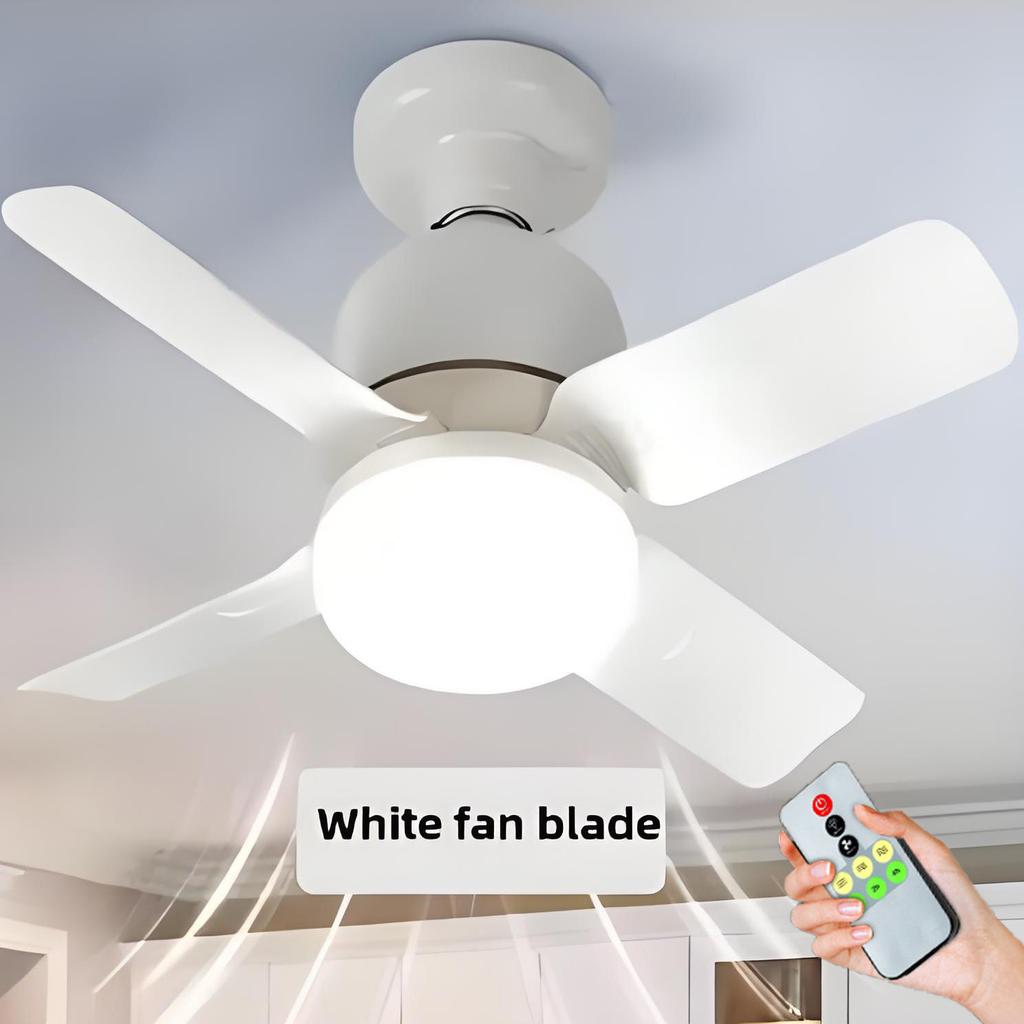 LED Light Bulbs Ceiling Fan With Light E27 Socket Remote Control Dimmable Wireless Fans Lighting For Bedroom Garage Kitchen