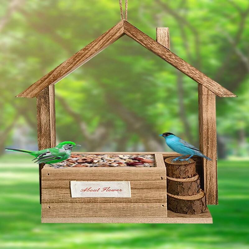 2024 New Wooden House Bird House Bird Feeder Bird Nest Simulate the time when the bird is in the natural ecological environment