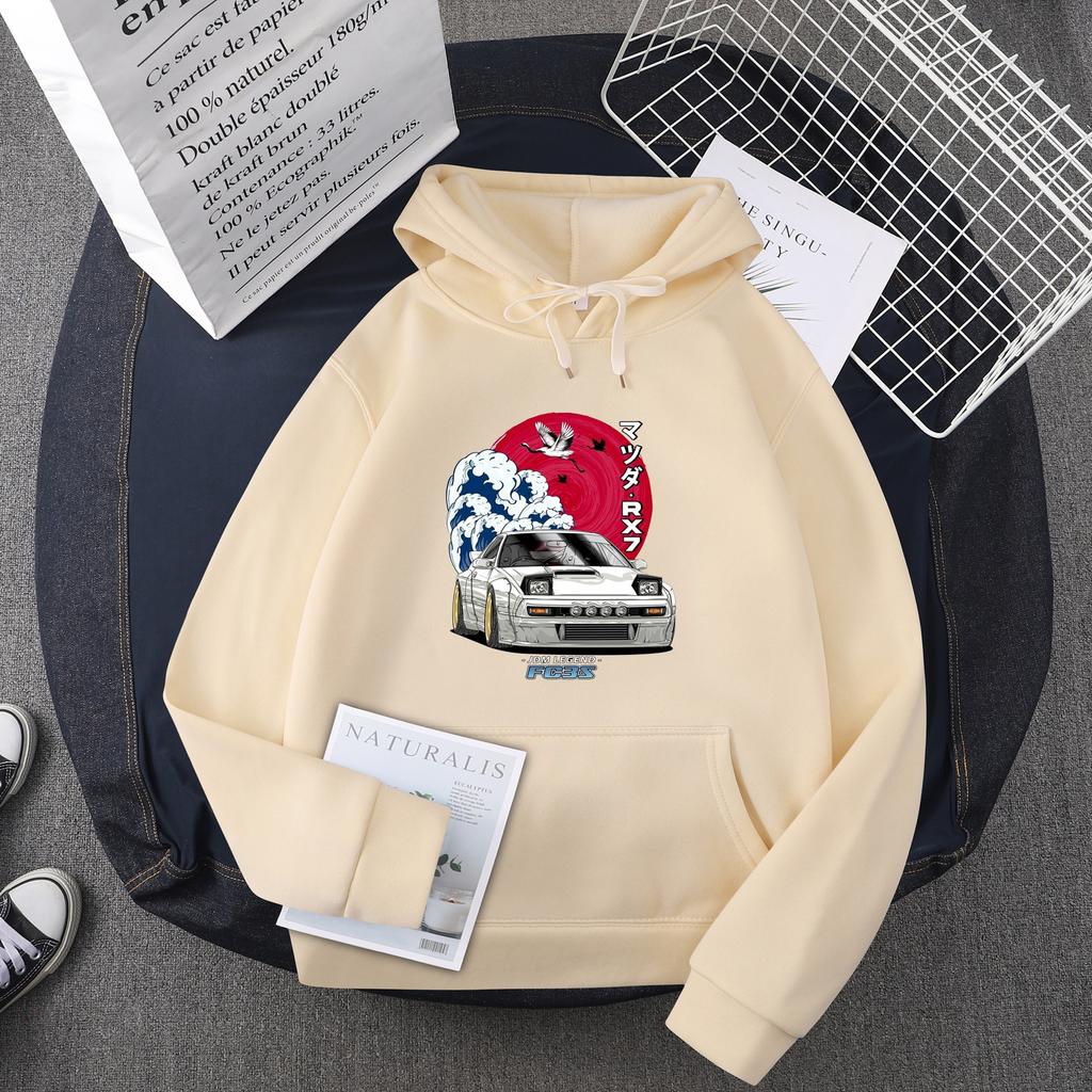 Hot selling anime anime head text D car hooded sweater men sweatshirt JDM car tide