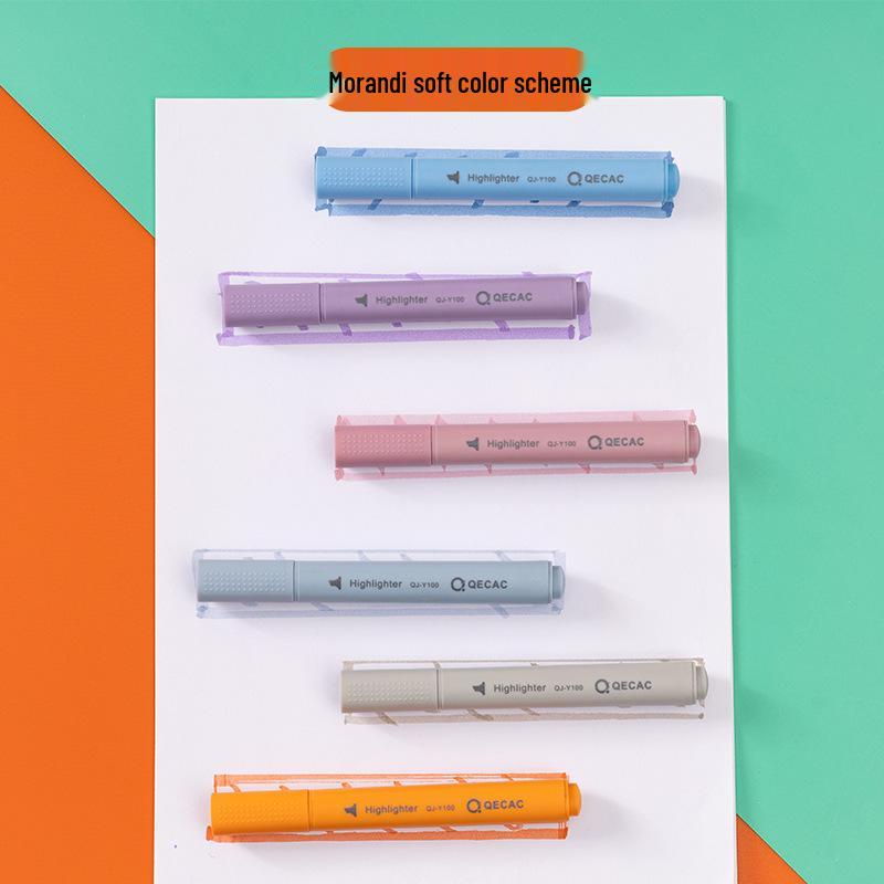 Large Capacity Triangular Morandi Macaron Highlighter Pen, Broad Tip for Students