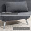 Convertible Armchair, 1-Seater, 3-in-1 Click-Clack Bed, Backrest, Pillow, Dark Grey