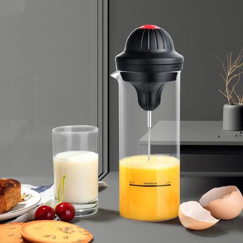Electric Milk Frother for Latte Art - Glass Manual Foamer for Coffee
