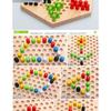 Wooden Hexagonal Jump Checkers Kids Parent Interactive Tabletop Board Game