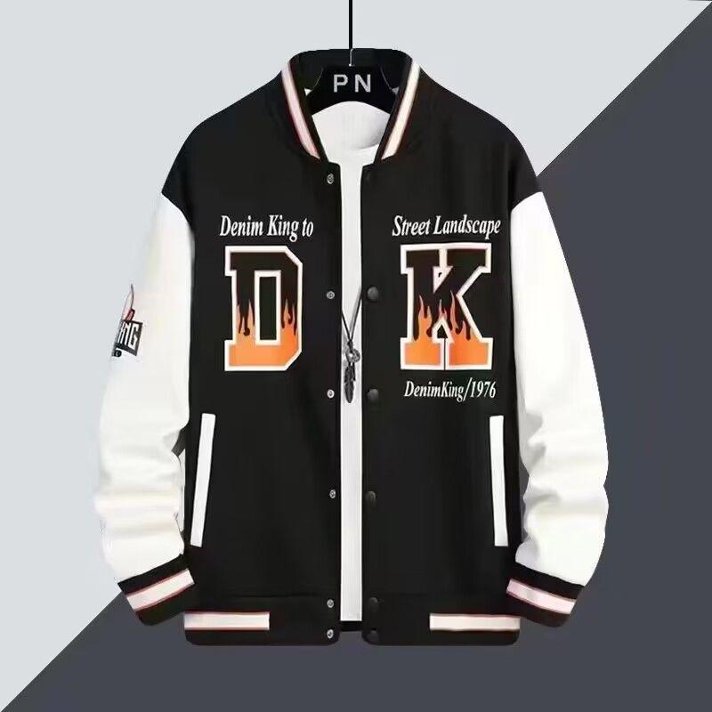 Men's Trendy Baseball Jacket - Spring & Fall, Youth Loose Fit, No Hood
