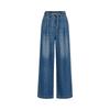 JUZI ANNACO Women's Retro Elastic Waist Loose Denim Wide-Leg Pants