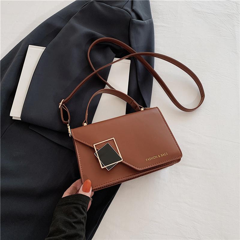 

Retro temperament simple fashion handbag 2025 spring new versatile ins shoulder messenger bag small square bag women коричневий