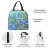 Female Long Water Lilies Claude Monet Insulated Lunch Bag for Women Kids Leakproof Food Boxes Thermal Lunch Box Tote