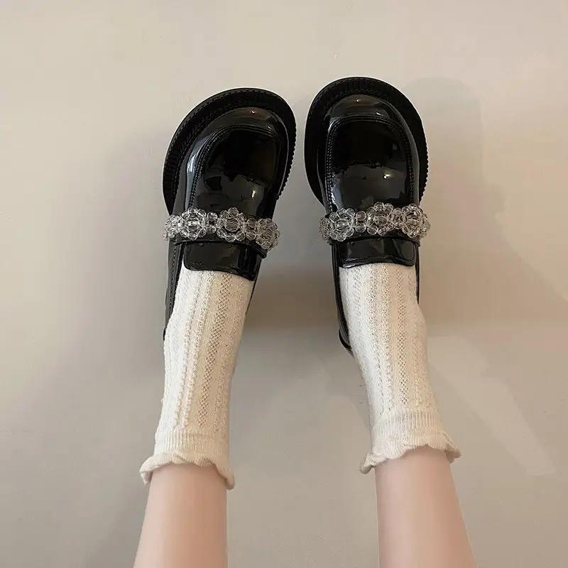 Ladies Pumps Round Toe Black With Heel Crystals Luxury Brand Chic Point Non Slip 39 Elegant Spring On Offer Shoe Women's Shoes