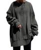 Lenrock Loose Fit Pullover Sweatshirt with Drop Shoulders and Round Neck for Flattering Fit Women's (JP, Alphabet, 2XL, Gray)