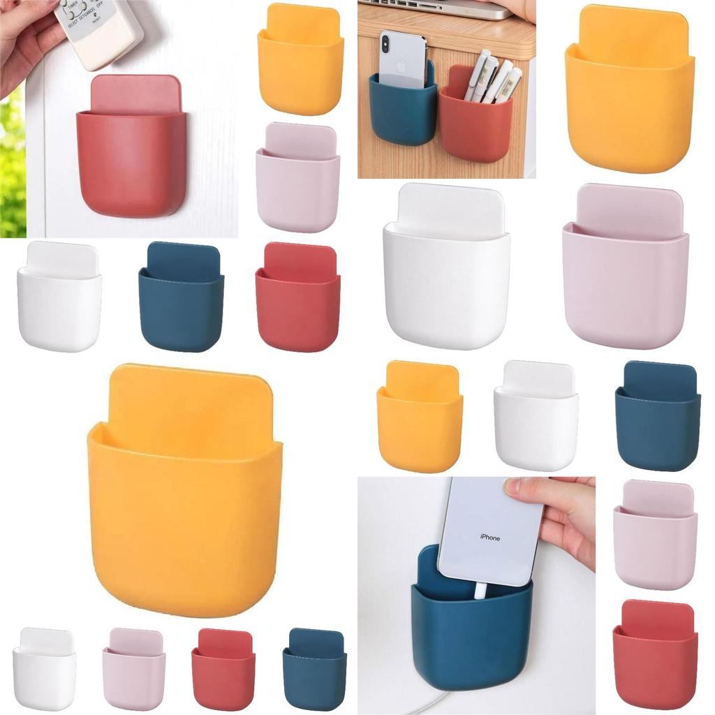 Wall-mounted Smart Tv Remote Control Holder Pp Material Stick-on Multi-functional Storage Box