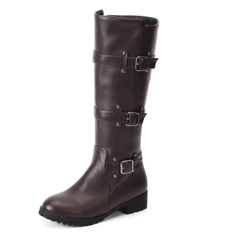 Podzimní zakázkové kozačky nad koleno Dámská móda Platforma Vysoký podpatek Kožené boty Dámské Zimní motorkářské boty Velká velikost 43 WSH5388