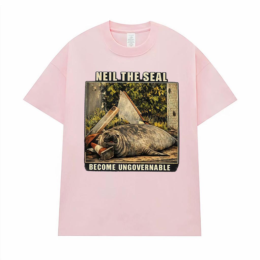 Neil la Foca Diventa Ingovernabile Magliette Grafiche Divertenti Meme Unisex Moda Unisex Umorismo Kawaii T Shirt Top Estivi T Shirt Girocollo