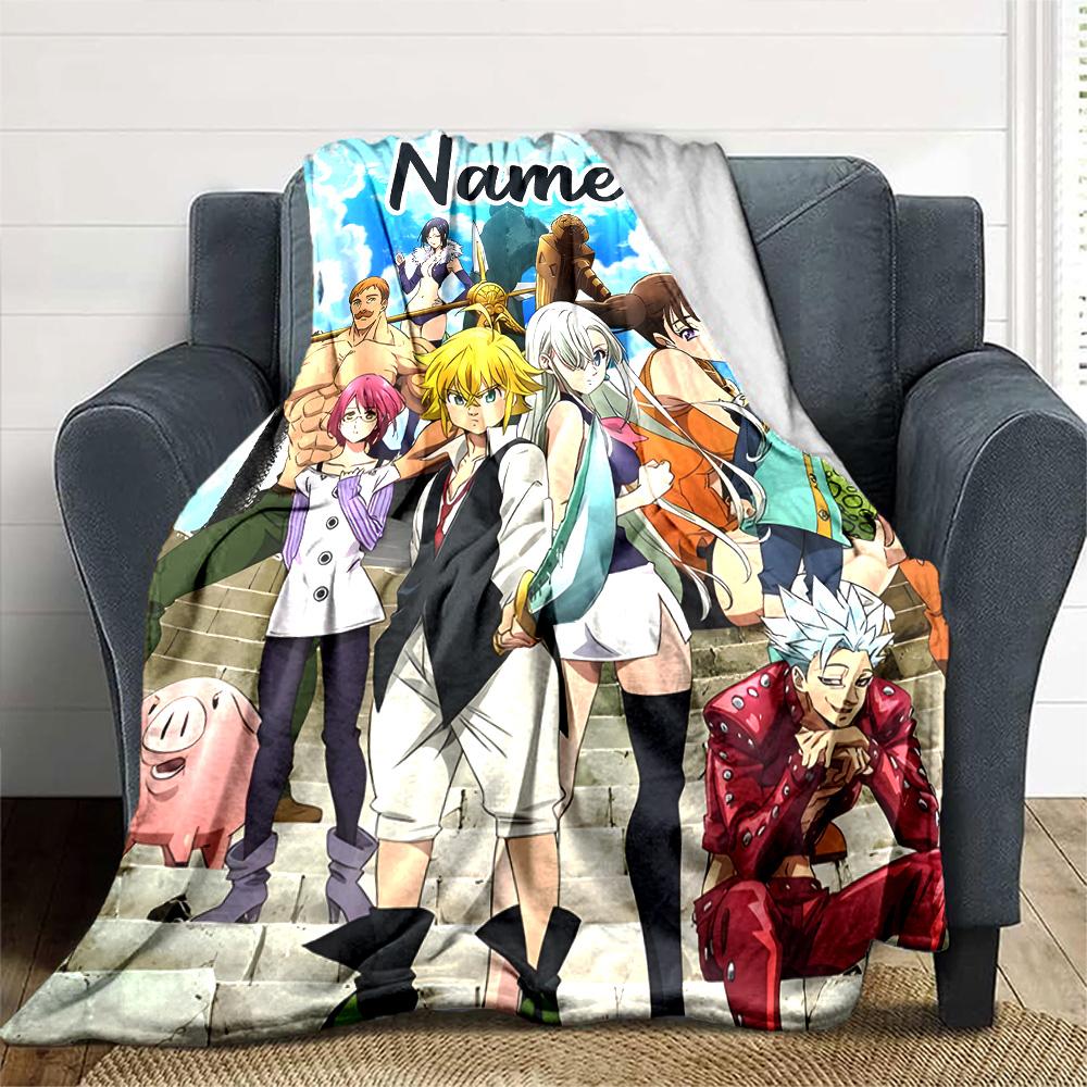 Customizable Seven Deadly Sins1 Throw Blanket – Personalized Name, All-Season Cozy Snug Blanket, Machine Washable, Personalized Blanket