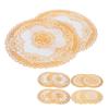 2PCS 38x38cm Table Mats PVC Gold Placemats Cup Mat Coaster for Wedding Party Supplies