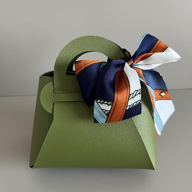 Schleife Band Leder Mini Handtasche Geschenktüten Süßigkeiten Verpackung Box Verpackung Tasche Verteilung Taschen Hochzeitsgeschenk Süßigkeiten Box 5St